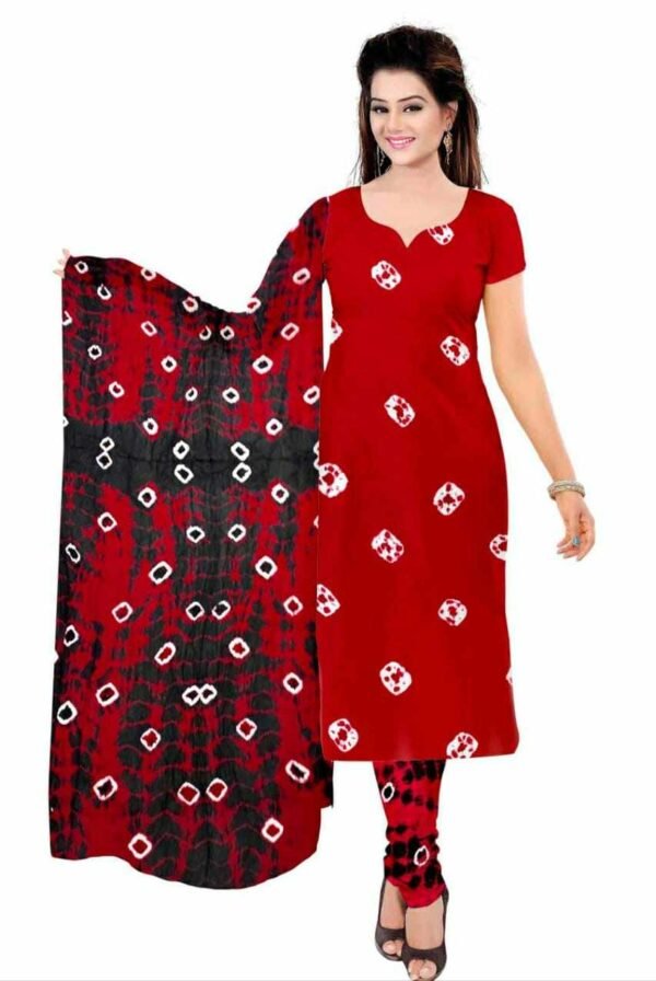 HEER RED Pure Rayon Bandhan Dress Material