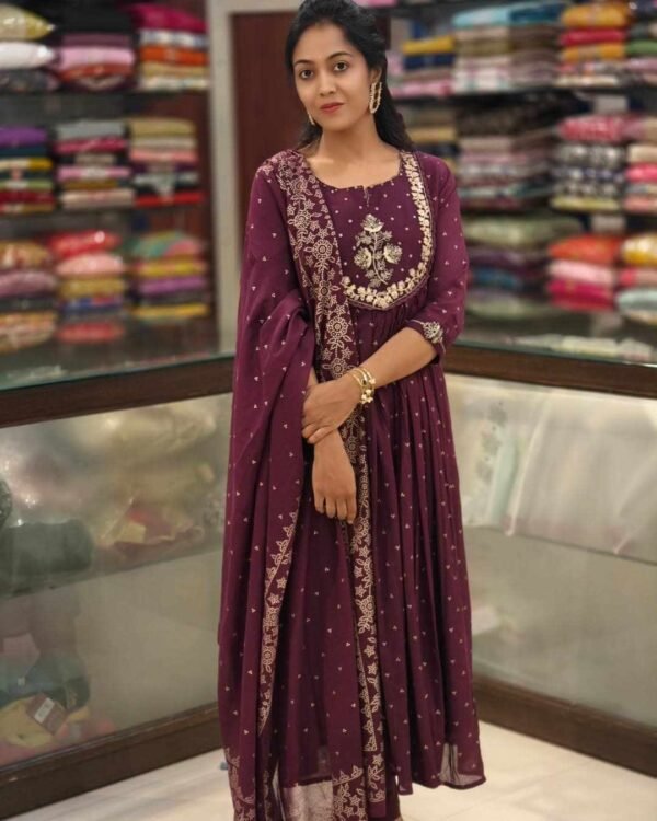 SF 18JUN Anarkali kurta set with Cotton Pant & Malmal Dupatta